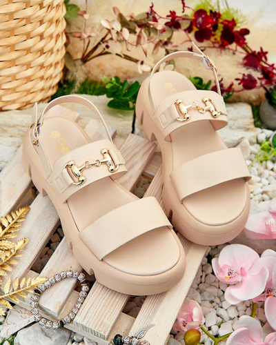 Royalfashion Damen Öko-Leder Plateausandalen Avemil