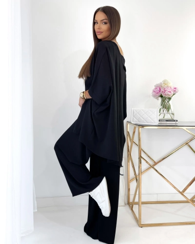 Royalfashion Schwarzes Damen Freizeit-Set