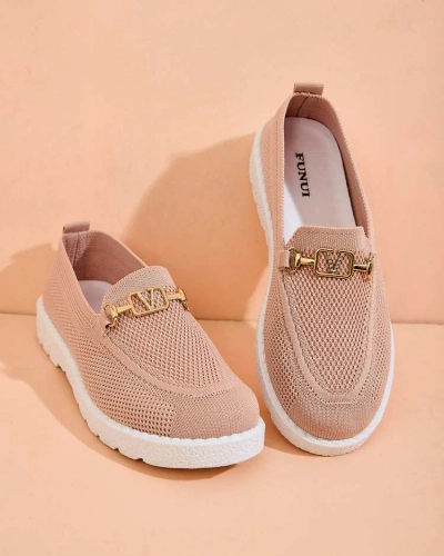 Royalfashion Жіночі тканинні мокасини із золотим декором Erticae