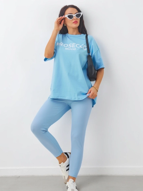 Royalfashion Котоновий жіночий комплект із коротким рукавом та легінсами