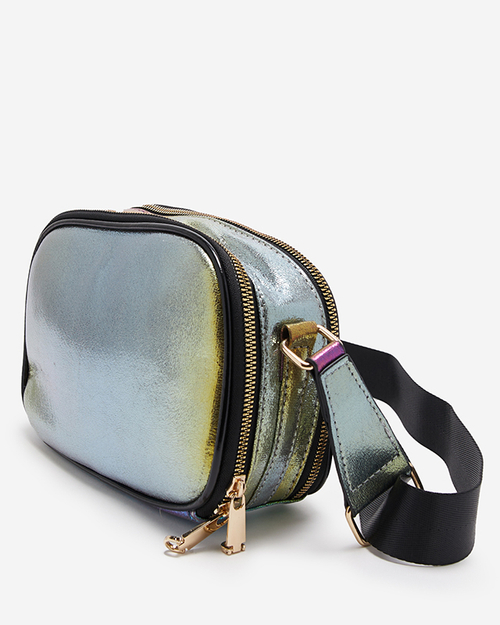 Кольорова маленька блискуча жіноча сумочка з написами