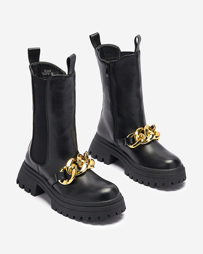 Damenstiefel mit Kette in schwarz Evves- Footwear