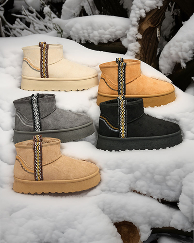 Royalfashion Damen Kurzstiefel a'la Schneestiefel mit Ornament Erititta