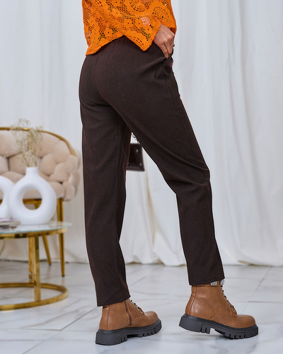 Royalfashion Dunkelbraune Cord-Stoffhose für Damen