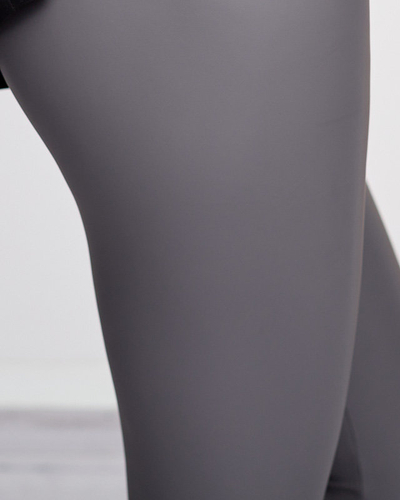 Dunkelgraue Leggings aus Kunstleder für Damen - Kleidung