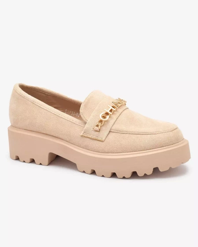 Beige Damenmokassins mit Goldverzierung Terreki- Footwear