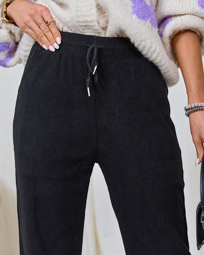 Royalfashion Schwarze Damen-Cordhose
