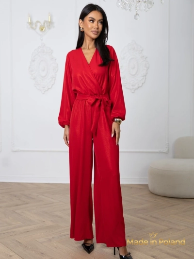 Glänzender Damen-Overall mit Wickelausschnitt Milla
