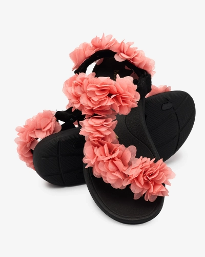Royalfashion Koralle Damen Sandalen mit Blumen Alferroy