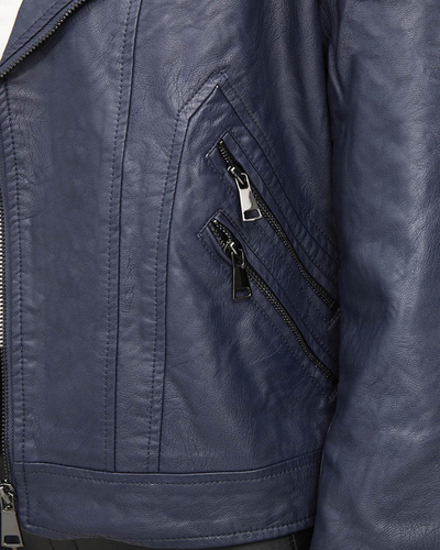 Damen Öko-Lederjacke Ramon in Marineblau- Bekleidung