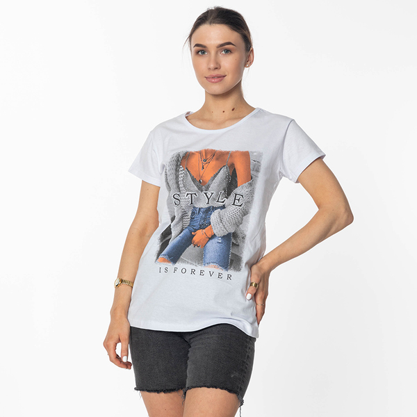 Біла жіноча футболка з принтом