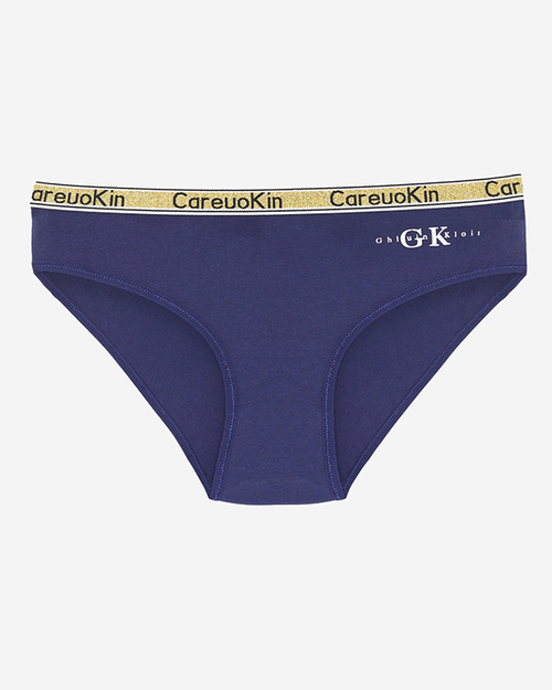 Трусики жіночі темно-сині з золотистою смужкою - Нижня білизна