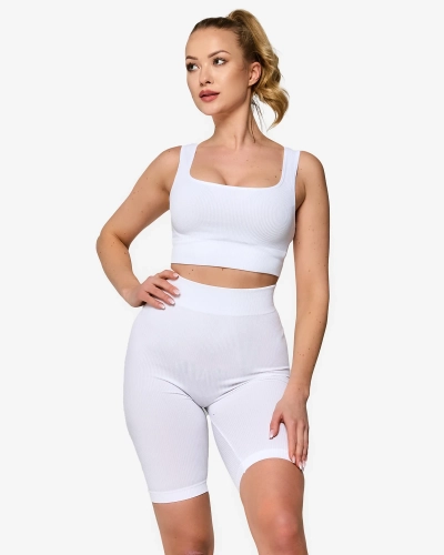 Weißes gestreiftes Damen-Sport-Set PLUS SIZE - Kleidung