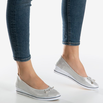 Silberne Ballerina auf einem Keil Moriah - Schuhe 1