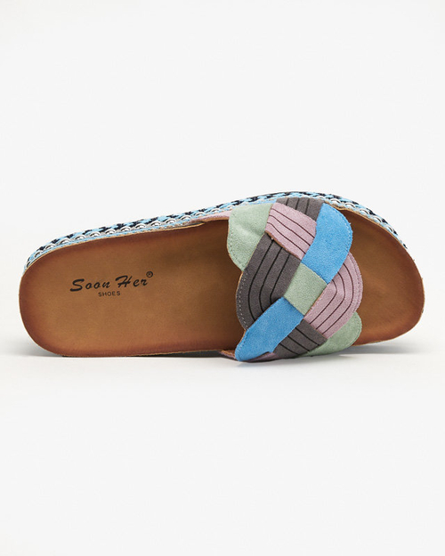 Різнокольорові жіночі шльопанці на грубій підошві Cekolina