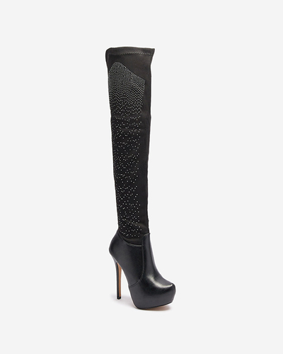 Kniehohe Stiletto-Stiefel für Damen in Schwarz Agiocio- Footwear