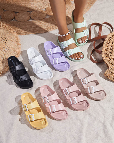 Hellrosa Damenhausschuhe mit Schnallen. Teliwo - Footwear