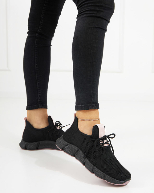 Чорні жіночі кросівки з рожевими вставками Bommgi