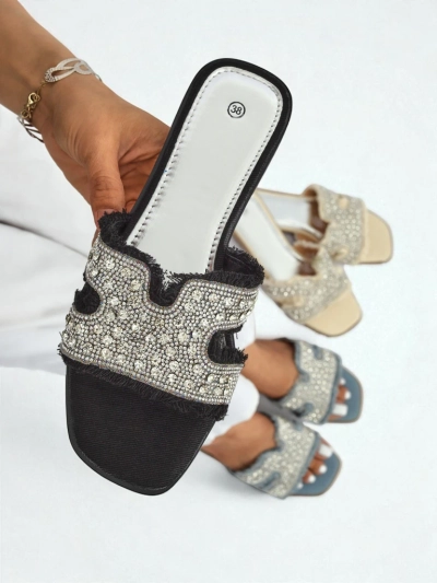 Royalfashion Damen-Sandalen mit Strasssteinen CrystalEase