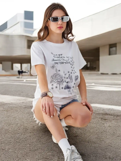 Royalfashion Damen Baumwollbluse mit der Aufschrift