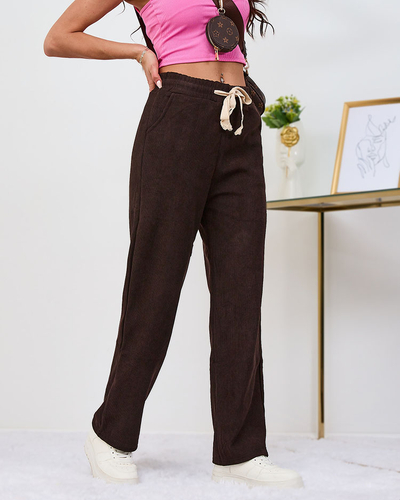 Royalfashion Warmed dark brown corduroy women's pants