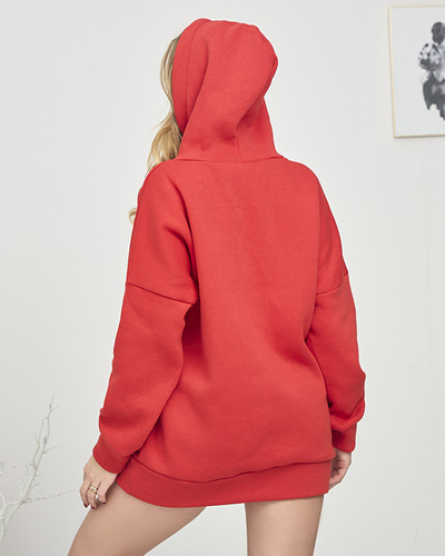 Rotes Känguru-Sweatshirt für Damen mit wärmenden- Kleidung