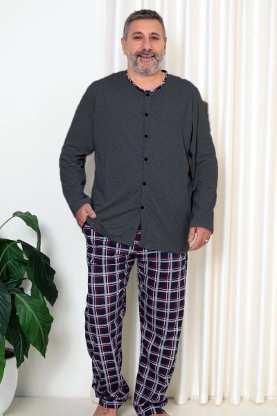 Royalfashion Herren Baumwoll-Karopajama PLUS SIZE
