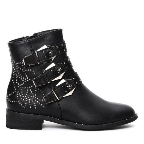 Czarne botki z dżetami Mylene- Obuwie