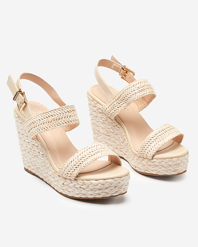 Beige Damensandalen a'la Stroh geflochten Merisad - Schuhe