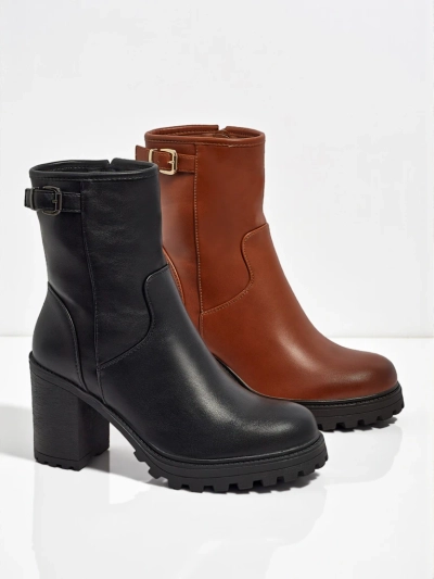 Damen Stiefeletten aus Öko-Leder mit Blockabsatz Sylvarra