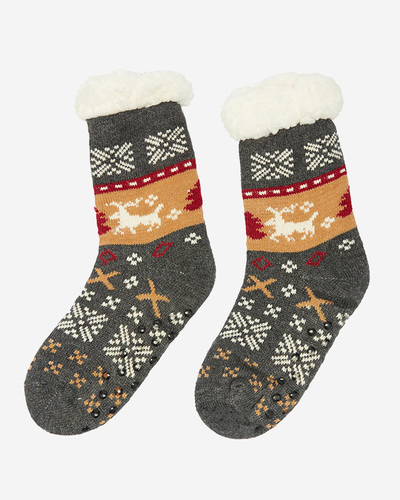 Graue Damensocken mit Weihnachtsmuster - Unterwäsche