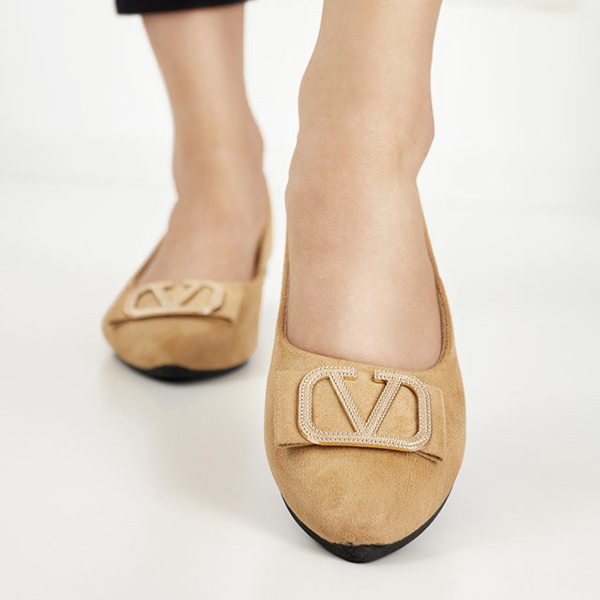 Beige Damen-Ballerinas mit Verzierung an der Spitze Cavo - Footwear
