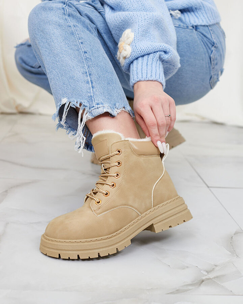 Royalfashion Beige isolierte Damen Trapperstiefel Radoras