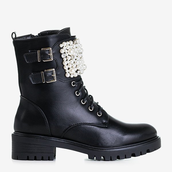 Schwarze Taschen mit Foga-Dekorationen - Schuhe