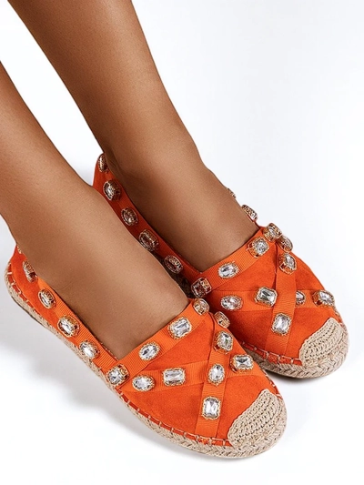 Orange Damen-Espadrilles mit Wamba-Kristallen - Schuhe