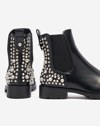 Damenstiefel mit Nieten in Schwarz Amerapi-Schuhe