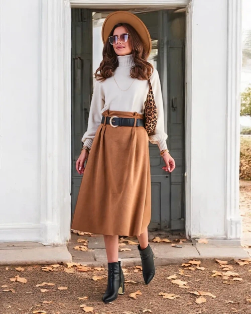 Жіноча міді-спідниця Royalfashion a' la замшева