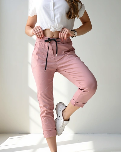 Royalfashion Damen Viskose-Skinny-Hosen mit einem Bindeband in der Taille