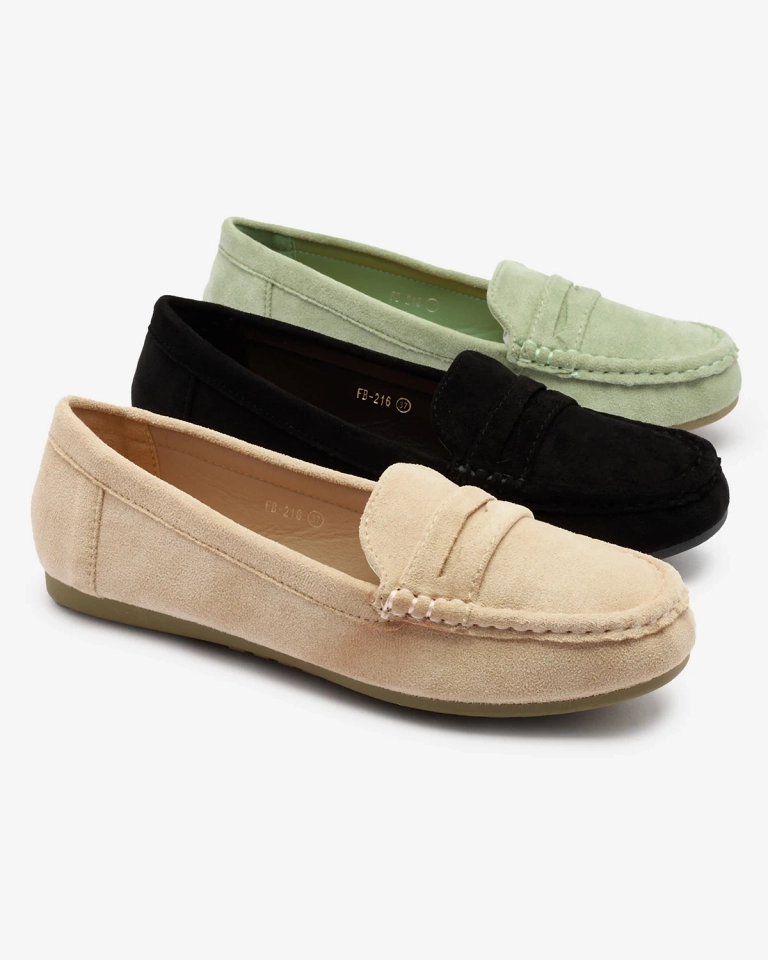 OUTLET Royalfashion Damen Mokassins aus Öko-Wildleder in beige Ziffig