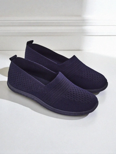 Damen Mokassins Lyra Marineblau atmungsaktives Gewebe flache Sohle