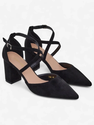 Royalfashion Damen‑Pumps aus Öko‑Kunstwildleder mit Kanastru‑Riemen