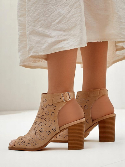 Royalfashion Damen-Cut-out-Blockabsatz-Sandalen Abetle