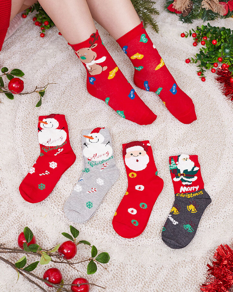 Bunte Damensocken mit Weihnachtsmuster - Unterwäsche
