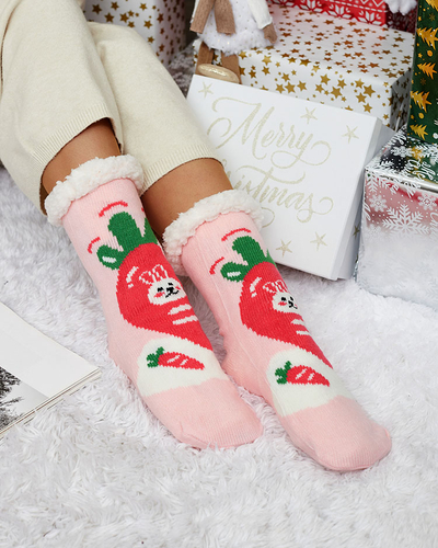 Rote Damensocken mit Weihnachtsmuster - Unterwäsche