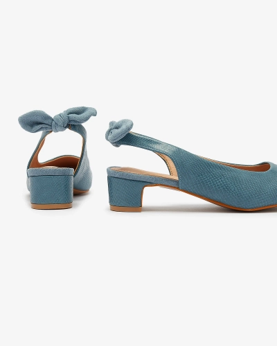Blaue gefütterte Damenpumps mit Prägung und Schleife Olikasa - Footwear