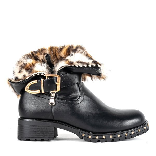 Rahels schwarze Stiefel mit flachem Absatz - Schuhe