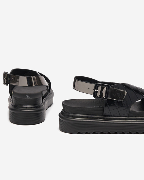 Чорні жіночі босоніжки на платформі з тисненням Ewerika - Взуття