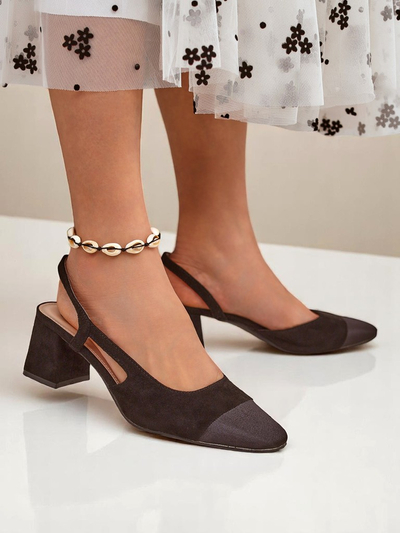 Royalfashion Damen Pumps mit niedrigem Absatz und dekorativer Spitze Eleganzo