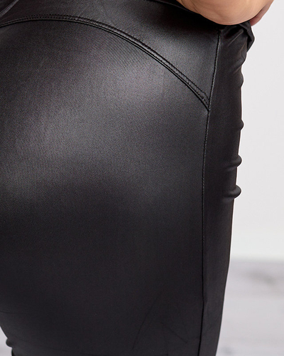 Schwarze Satin-Leggings für Damen - Kleidung