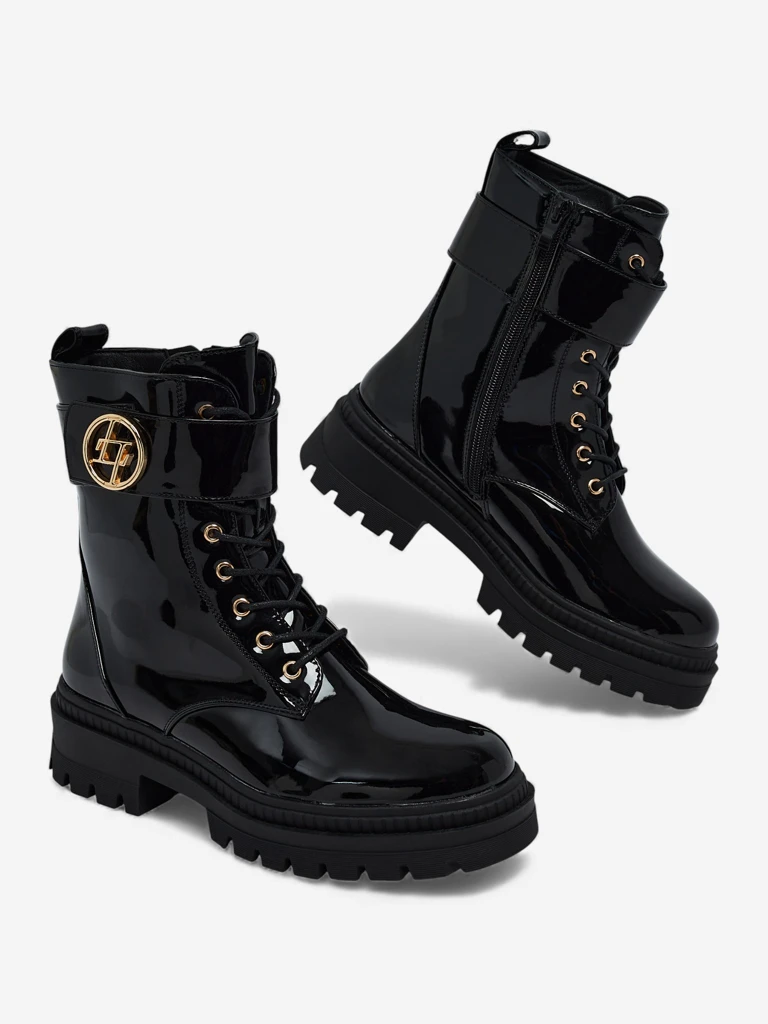 Lackierte Damenstiefeletten Eulin aus Öko-Leder